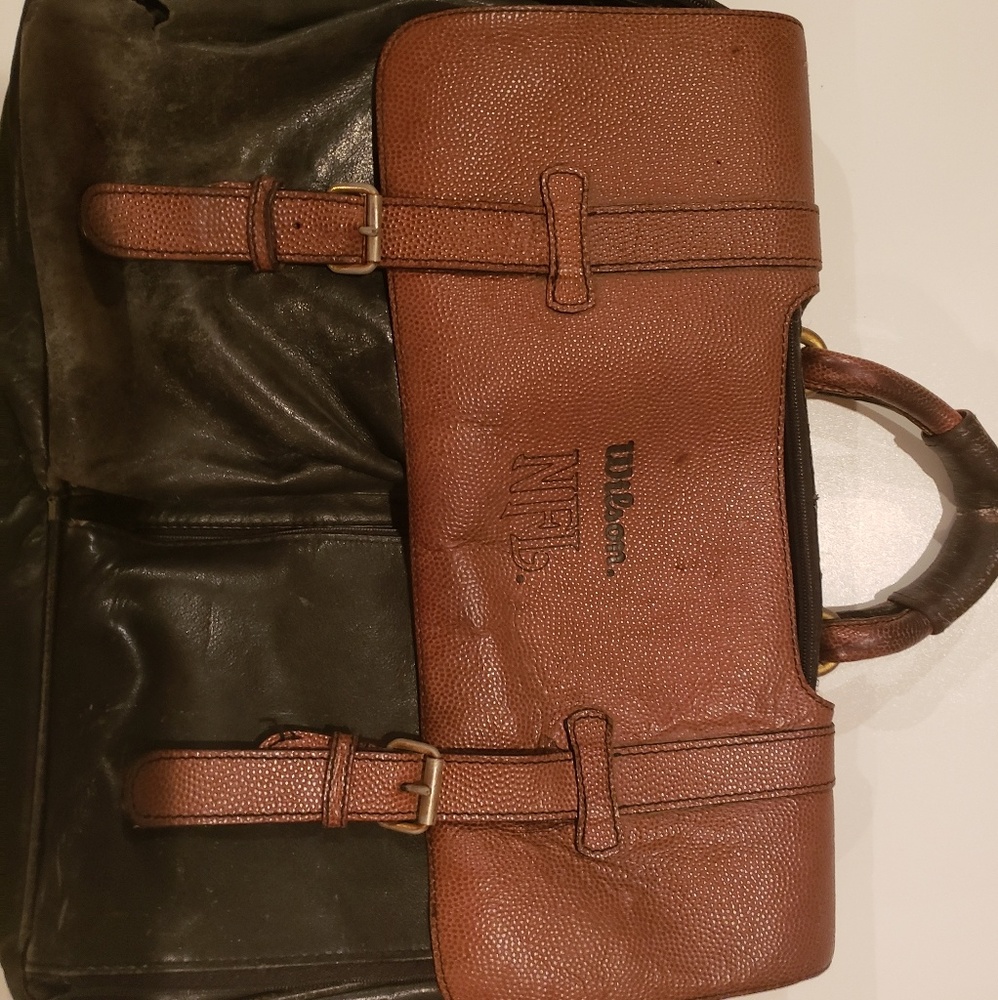 NFL official Football and leather briefcase